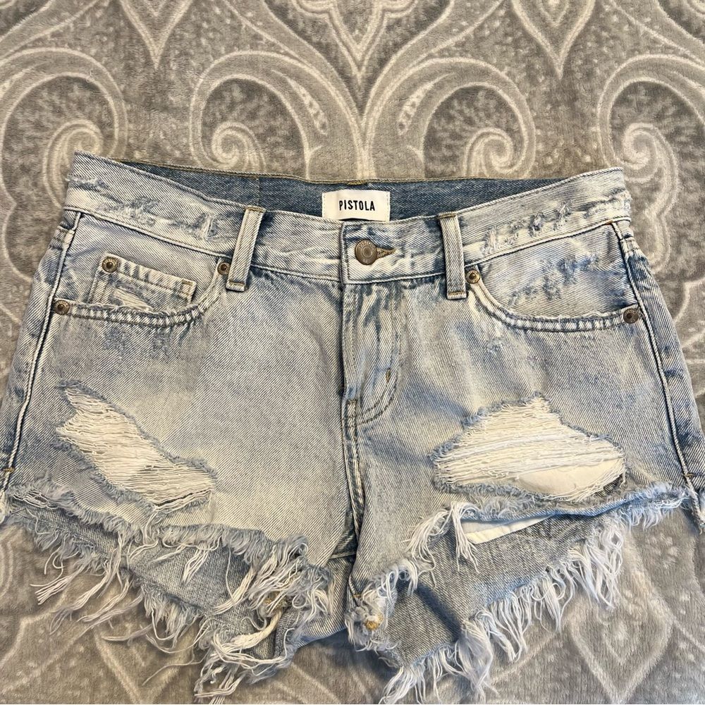 Pistola distressed denim shorts